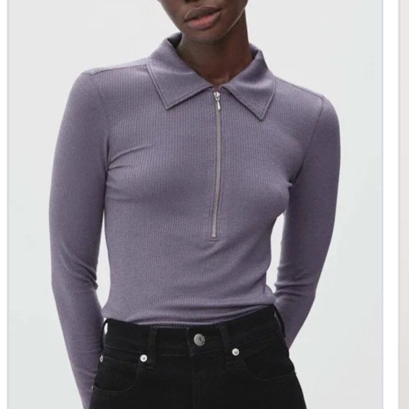 EVERLANE • ribbed polo quarter zip - Picture 3 of 7